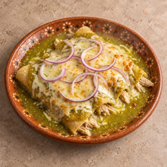 Enchiladas suizas gratinadas y cremosas