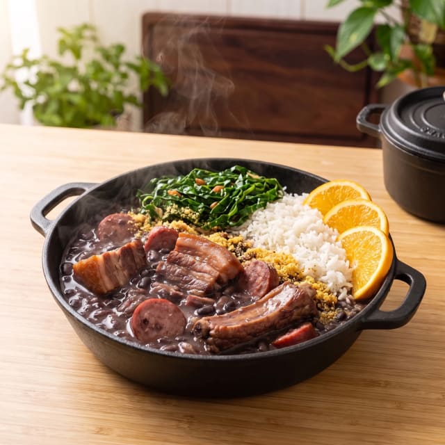 Feijoada de frijol negro con sus carnes