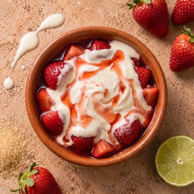 Fresas con crema sin que se corte