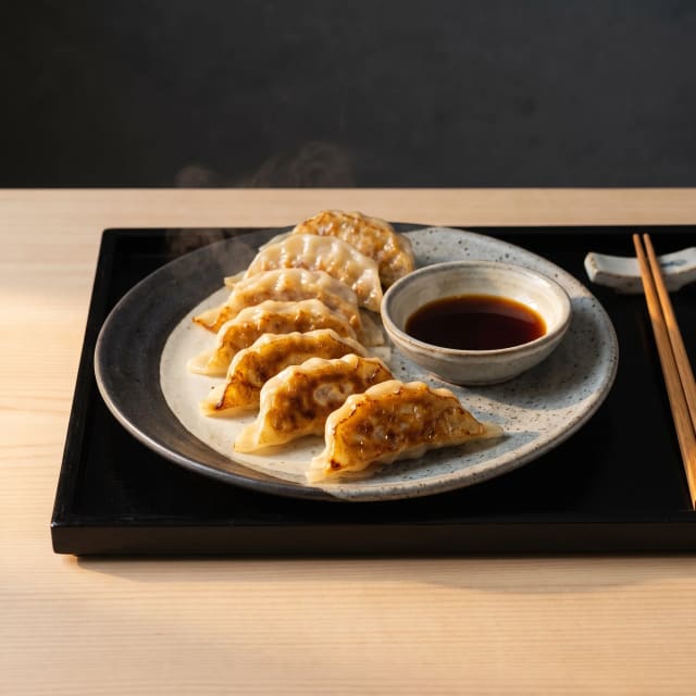Gyozas doradas abajo y suaves arriba