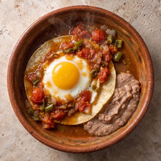 Huevos rancheros con tortilla que aguanta