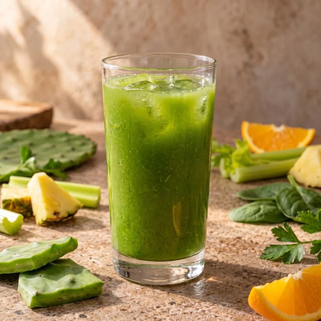 Jugo verde sin la baba del nopal