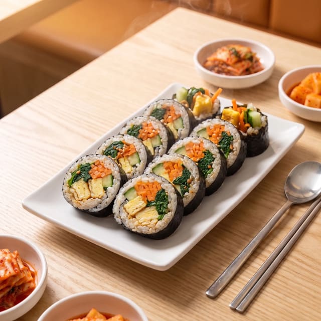 Kimbap, rollos de arroz con ajonjolí