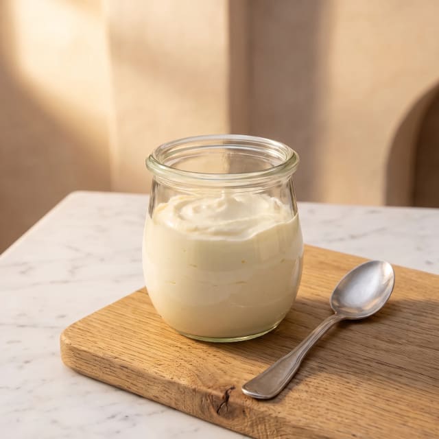 Mascarpone casero con crema y limón, cremoso y espeso