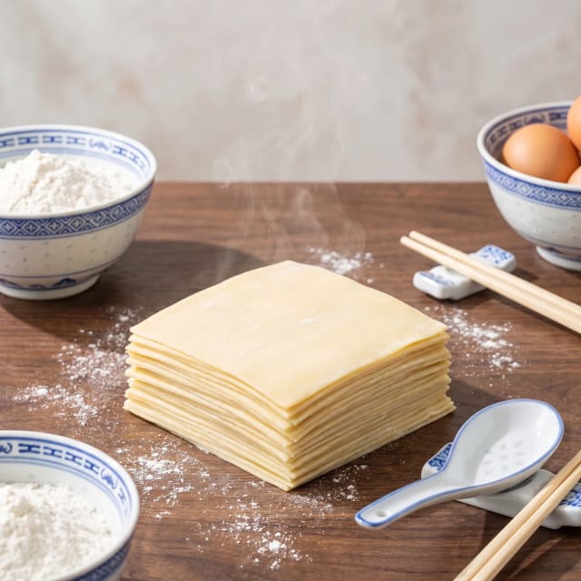 Masa para wonton casera, con huevo y bien delgada