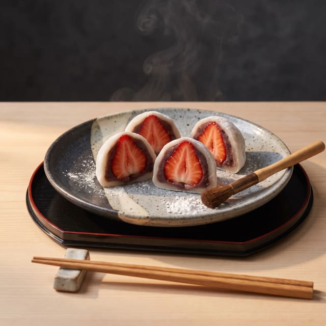 Mochis de fresa con la masa elástica