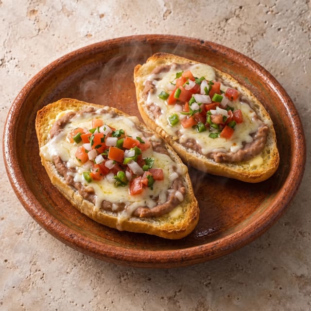 Molletes con el pan bien crujiente