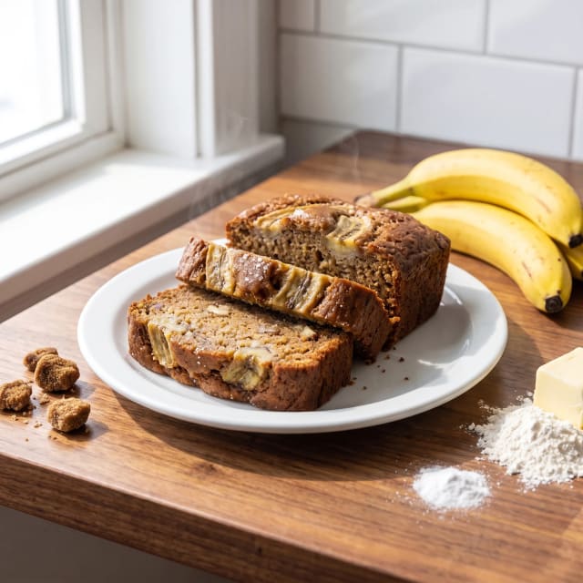 Pan de plátano húmedo que no se hunde