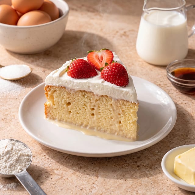 Pastel de tres leches bien empapado