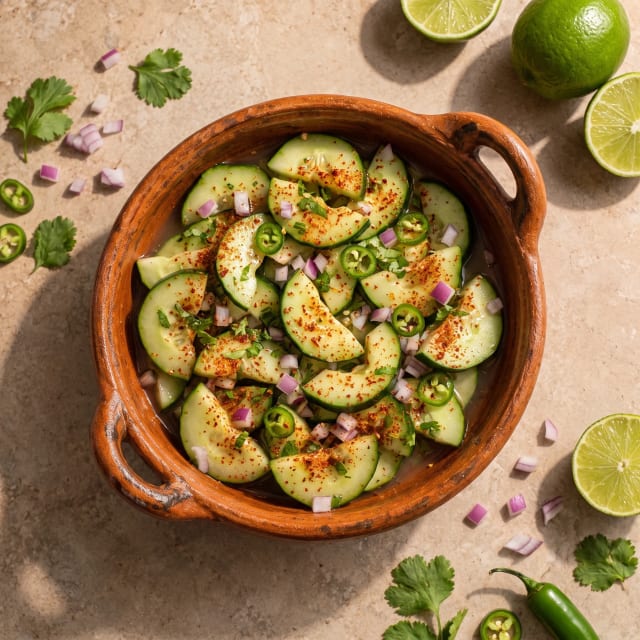 Pepinos preparados con limón y chile