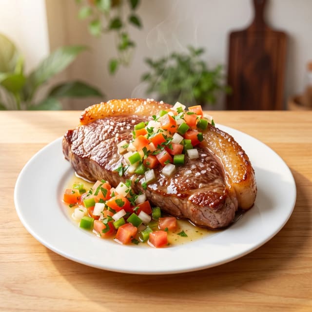 Picaña con la grasa dorada y sólo sal gruesa