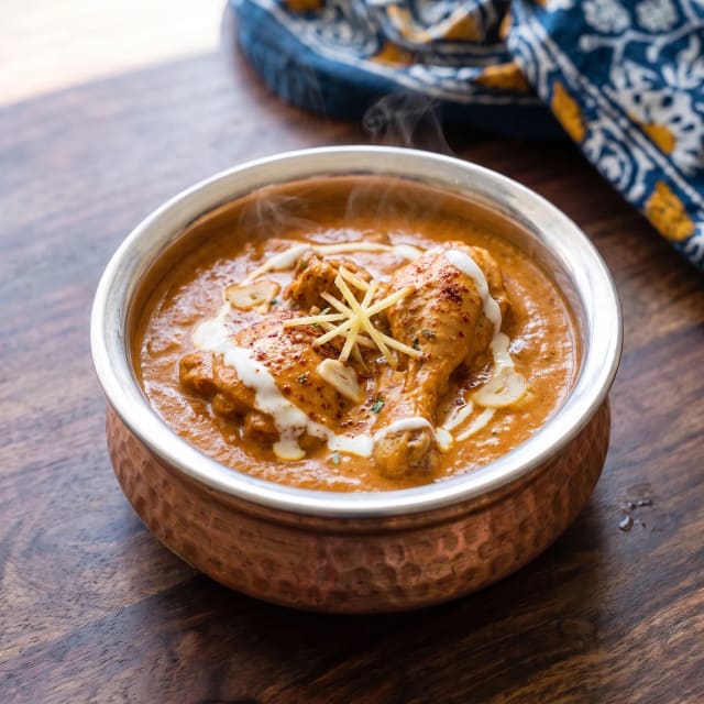Pollo a la mantequilla con la salsa colada y tersa