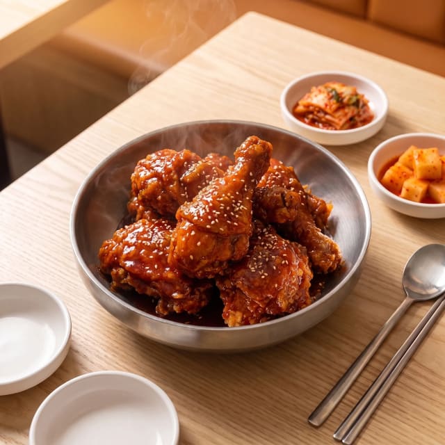 Pollo frito coreano con glaseado de gochujang