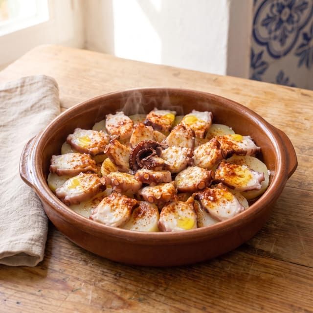 Pulpo a la gallega tierno con pimentón