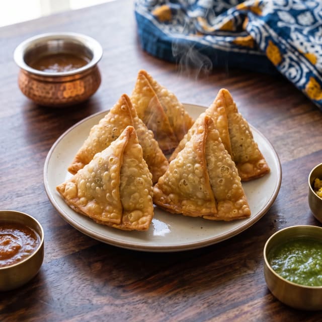 Samosas de papa con masa de ampollitas que truena