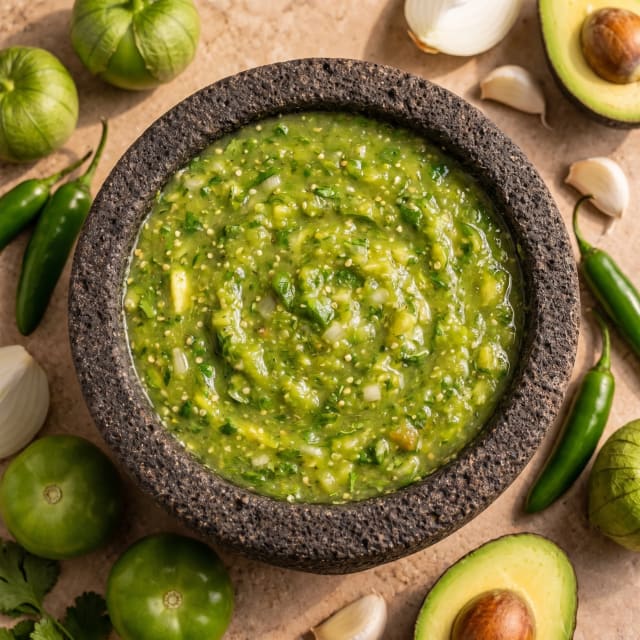 Salsa verde cruda sin perder el color