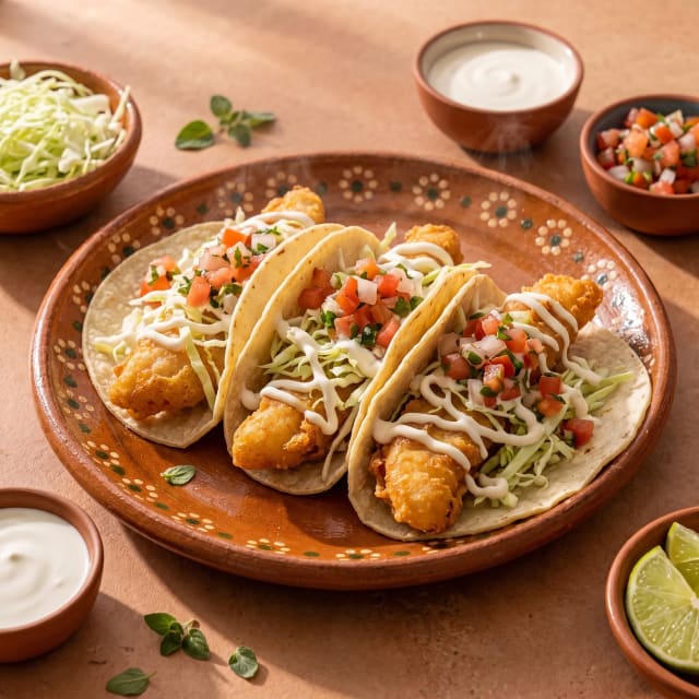 Tacos de pescado estilo Baja, crujientes
