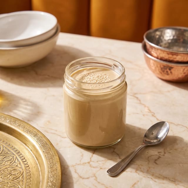 Tahini casero claro, de ajonjolí apenas tostado