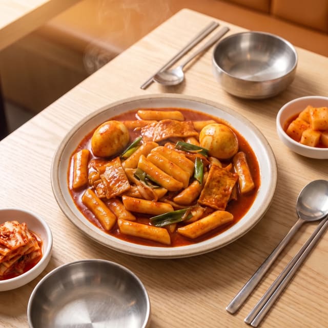 Tteokbokki en salsa roja que espesa sola