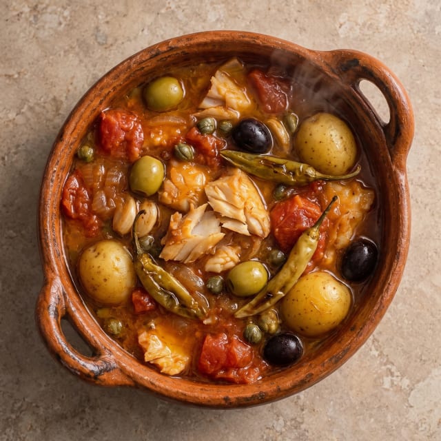 Bacalao a la vizcaína bien desalado