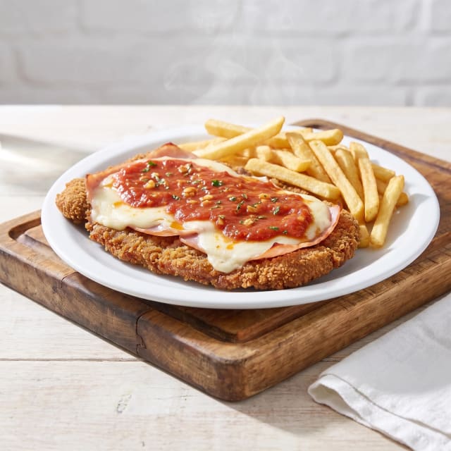 Milanesa napolitana con jamón y queso