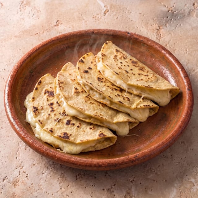 Quesadillas de queso con la tortilla dorada