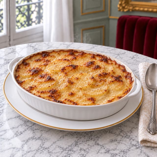 Papas gratinadas al delfinés, suaves hasta el centro