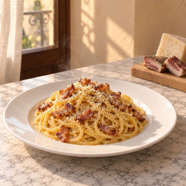 Carbonara sin crema y sin huevo cuajado