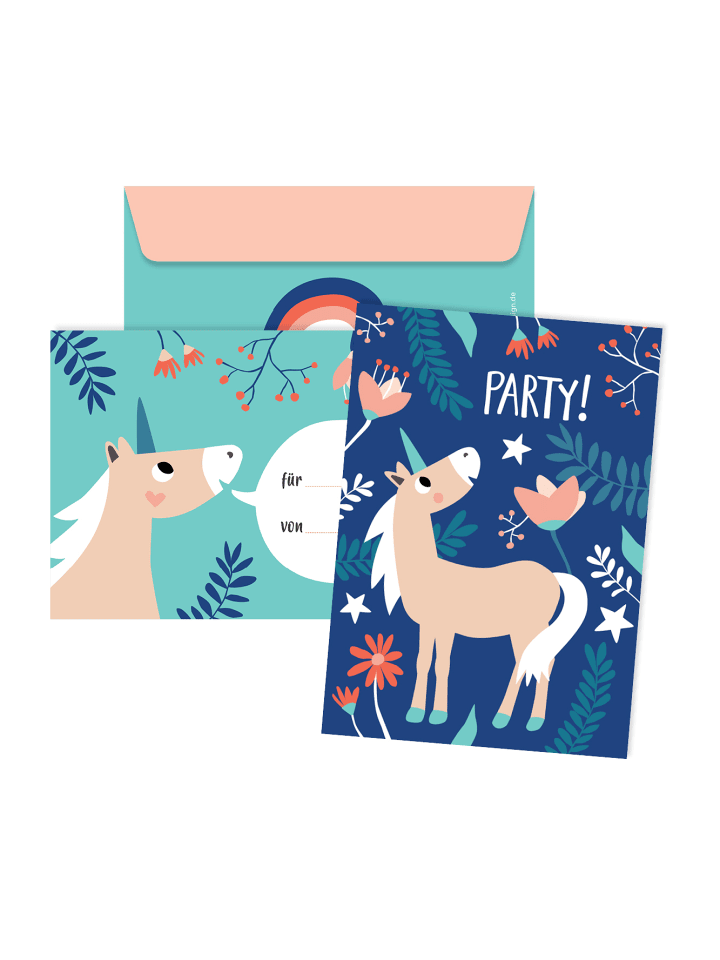 Julica 12 Tlg Einladungskarten Zum Kindergeburtstag Einhorn In Bunt Gunstig Kaufen Limango