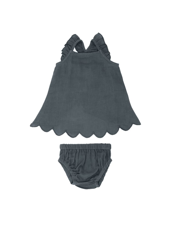 Babys Bekleidung | Musselin Tunika + kurze Hose Set „Moonstone“ in einfarbig - LJ71302