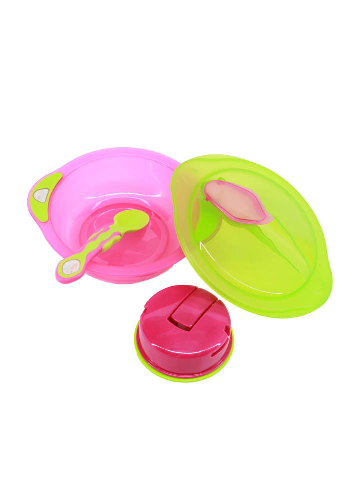 Babys Ernährung | Unbelievabowl Schüssel mit Saugfuß, Deckel & Löffel pink/grün - UZ87404 Babys Ernährung | Unbelievabowl Schüssel mit Saugfuß, Deckel & Löffel pink/grün - UZ87404