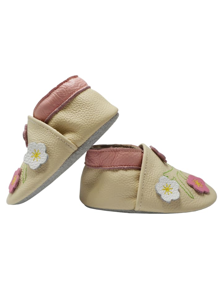 Babys Schuhe | Leder-Krabbelschuhe3 Blumen in Beige - GA97527