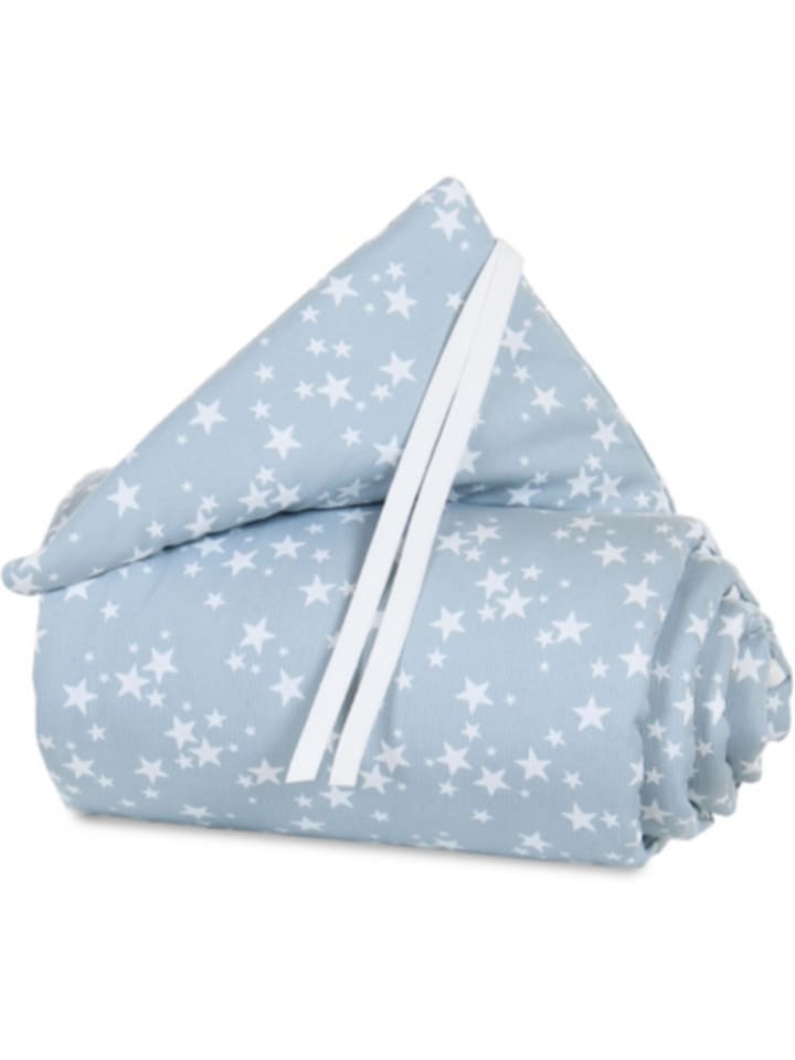 Babys Schlafen | Nestchen pique für original, azurblau Sterne weiß, 149 x 24 cm - QO56049