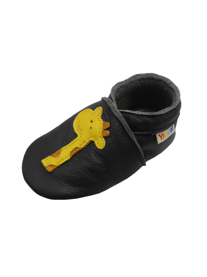 Babys Schuhe | Leder-KrabbelschuheGiraffen in Schwarz - IL04959