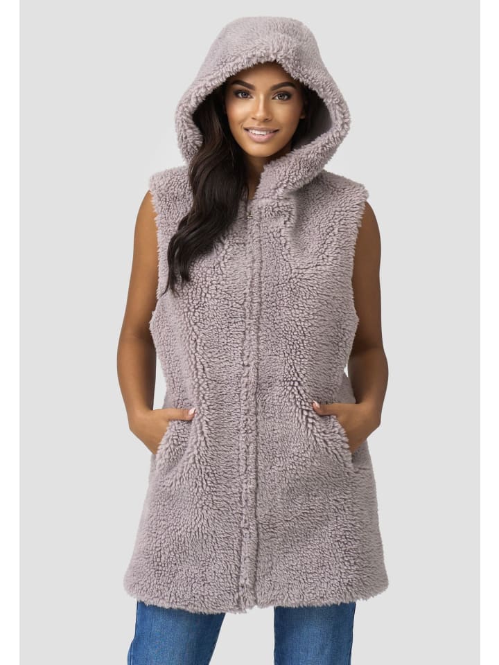 GORGLITTER Damen Weste Leoparden Print - Ärmellose Teddy Westejacke