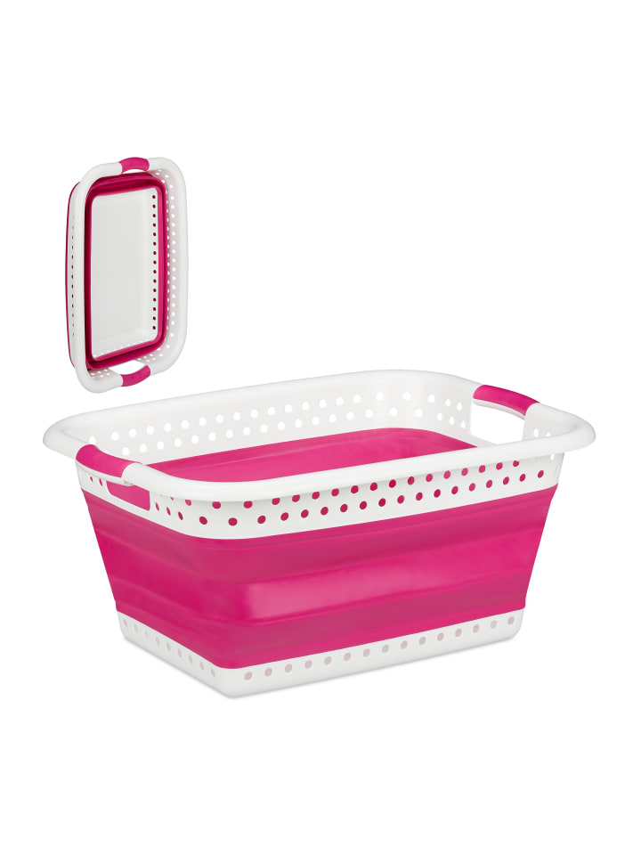 Relaxdays Wäschekorb in Pink - (B)61 x (H)27 x (T)45,5 cm günstig