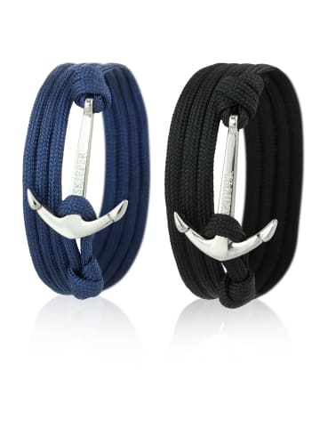 Skipper Anker-Armbänder mit einem Anker in Schwarz/Dunkelblau