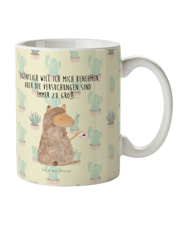 Kaffeetasse Alpaka Fahne mit Spruch in Kaktus Grün
