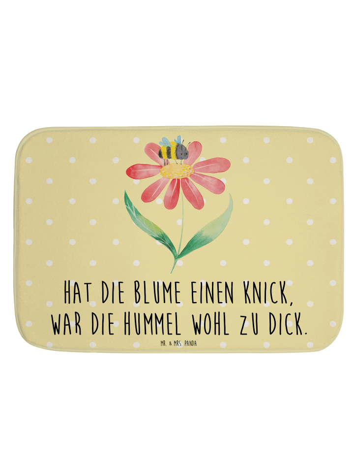 Duschmatte Hummel Blume mit Spruch in Gelb Pastell