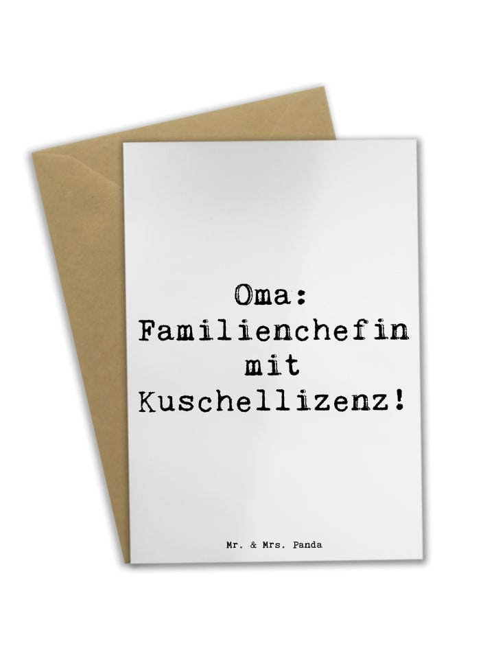Grußkarte Oma Familienchefin mit Spruch in Weiß