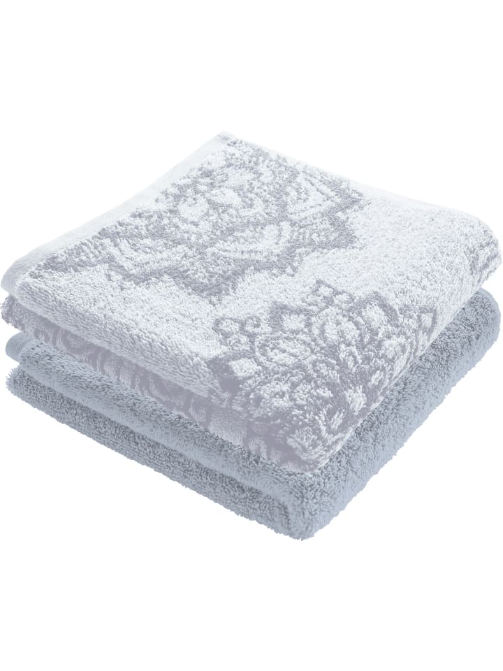 Frottier, Jacquard Duschtuch 2er-Pack Bühl in silber