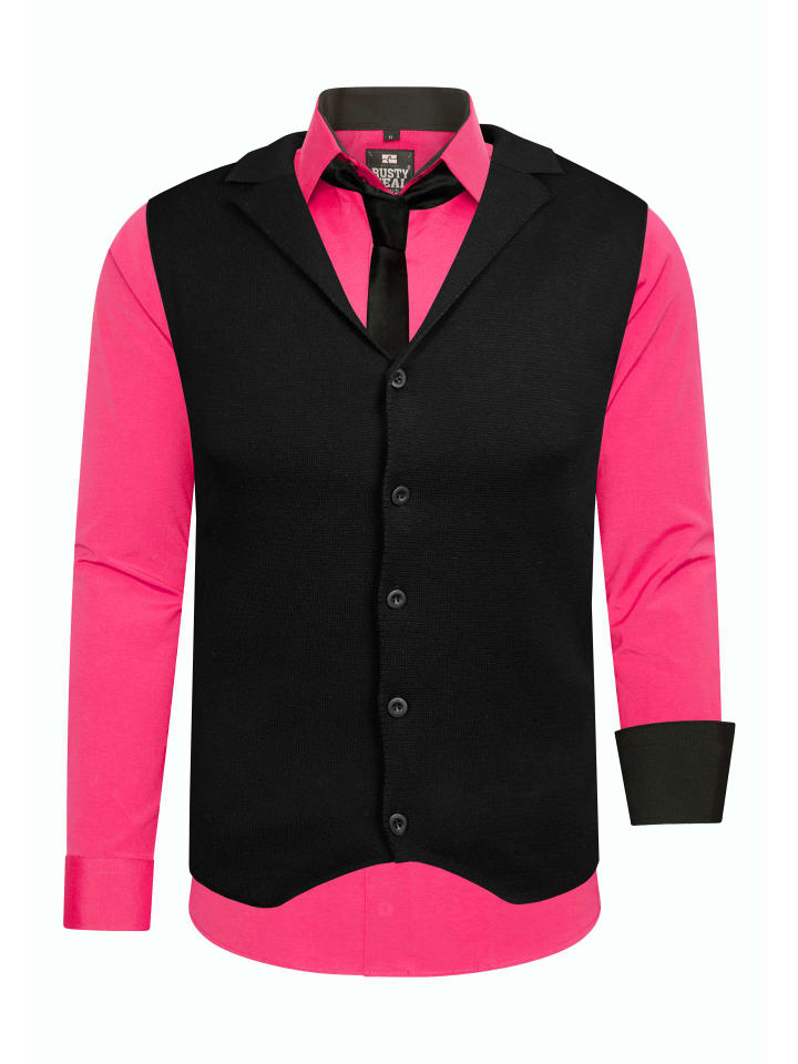 Hemd mit Weste und Krawatte in Pink