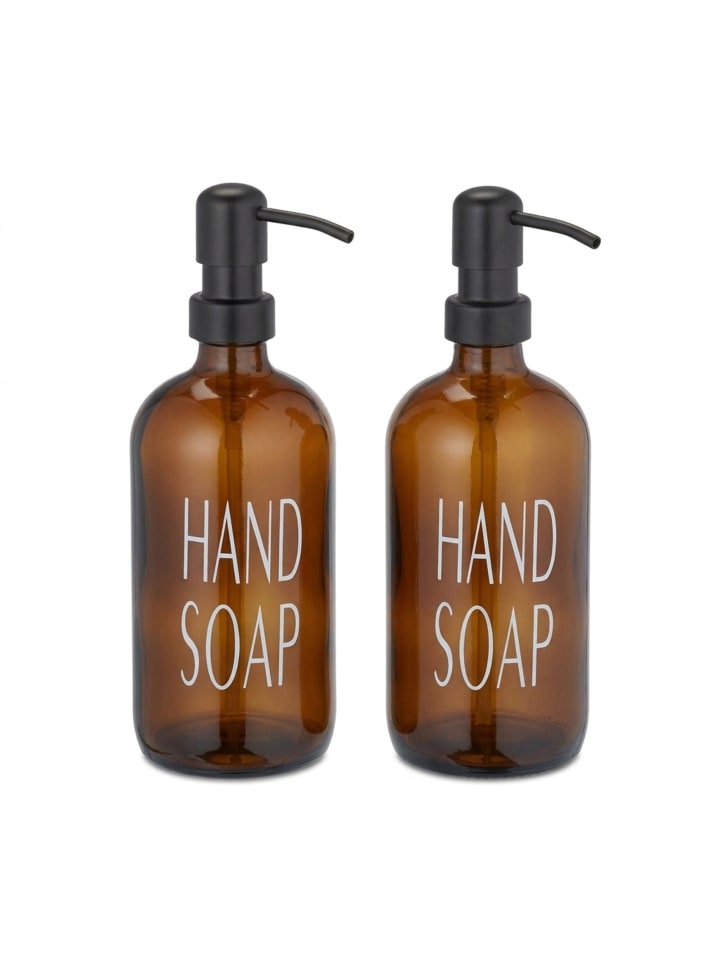 2 x Glas Seifenspender in Braun - 500 ml