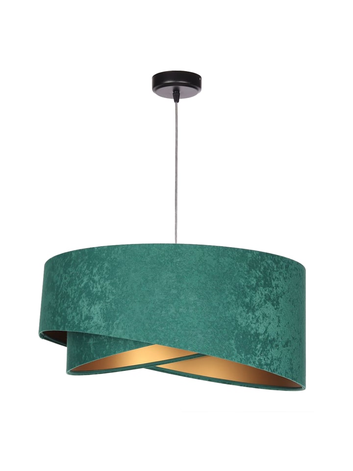 Pendelleuchte Ø 50 x (T)102 cm in Schwarz Flaschengrün Gold