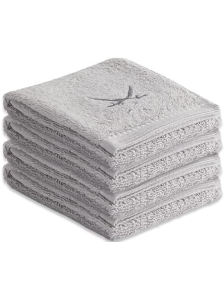 4er-Set: Gästetuch Frottier-Serie "Classic" in Silber