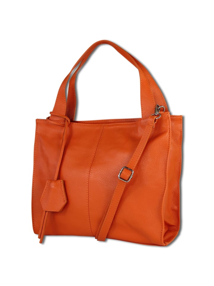 Toscanto Schultertasche, Shopper Leder orange ca. 33cm