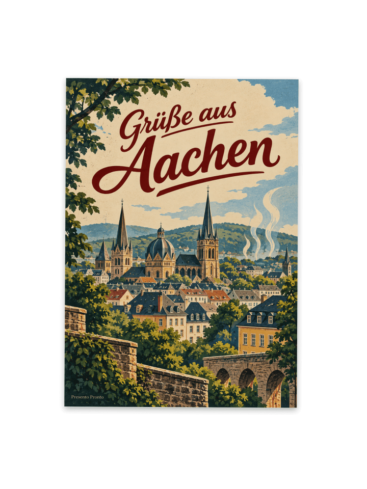 Ansichtskarte Stadtansicht nostalgisch Design m... in Weiß