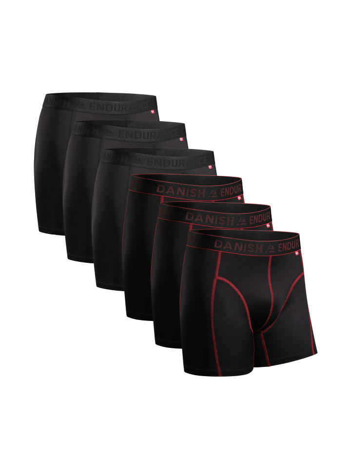 Boxershorts Sports Trunks in black/black/red seams