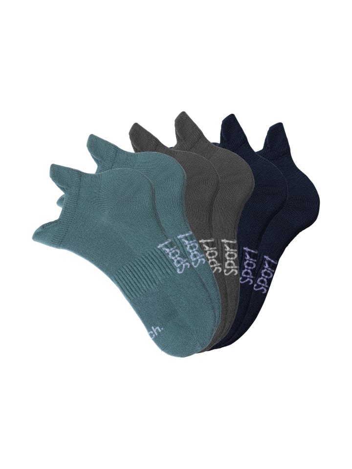 Sneakersocken in 2x dunkel mint, 2x grau, 2x marine