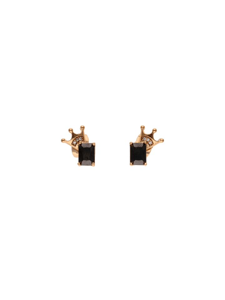 Women Stud Earrings in Rose Gold Black